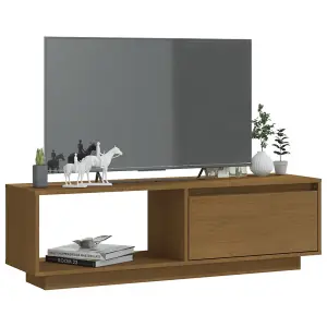 Berkfield TV Cabinet Honey Brown 110x30x33.5 cm Solid Pinewood