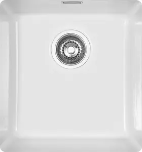 Clearwater Avola Ceramic White Gloss Kitchen Sink Single Bowl Undermount - AVOU375WH + Waste Kit