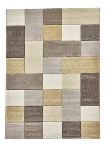 Beige/Yellow Rug, Stain-Resistant Rug, Modern Geometric Rug, Easy to Clean Rug for Bedroom, & Dining Room-120cm X 170cm