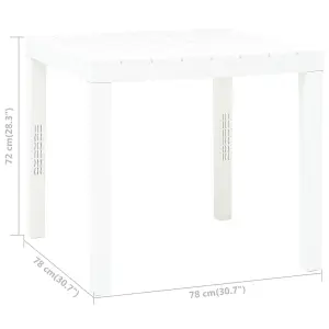 Berkfield Garden Table White 78x78x72 cm Plastic