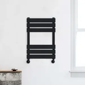 Nes Home 650 x 400mm Flat Panel Heated Towel Rail Radiator Black