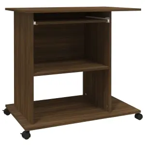 Berkfield Computer Desk Brown Oak 80x50x75 cm Engineered Wood