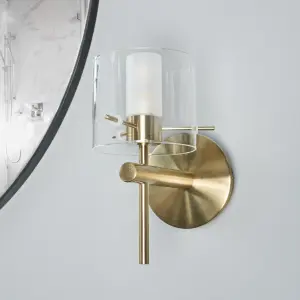 Spa Gene Satin Brass effect Wired LED Wall light