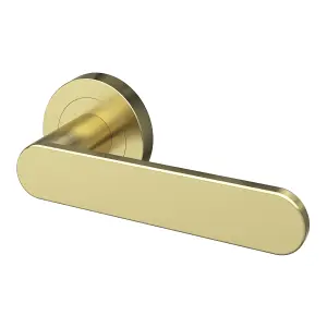 GoodHome Minzh Brushed Brass effect Round Latch Door handle (L)120mm (D)53mm, Pair of 2