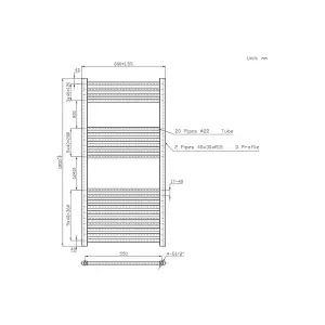 Rinse Straight Bathroom Heated Towel Rail Ladder Radiator Anthracite 1200x600mm