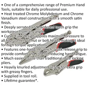 Premium 3 Piece Quick Release Locking Pliers Set for Professionals and DIY Enthusiasts