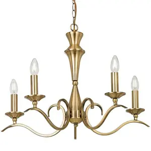 Hanging Flush Ceiling Pendant 5 Light ANTIQUE BRASS Chandelier Lamp Bulb Holder