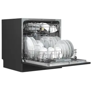 Baridi Compact Tabletop Dishwasher 8 Place Settings, 6 Programmes - Black