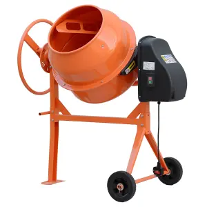 140 Litre Electric Cement Mixer Portable Cement Mixing Machine Dynamic Orange