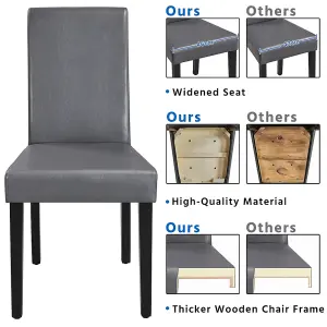 Yaheetech 4PCS Dark Grey Dining Chair High Back Padded with Rubber Wood Legs