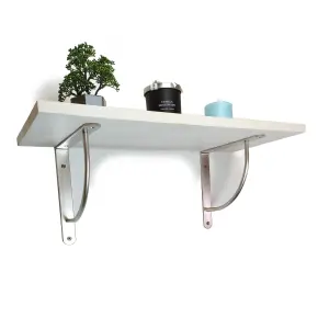 Solid Pine Rustical Shelf White with LUK02 Bracket 25x80cm