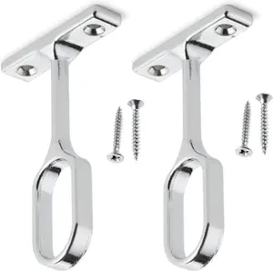 Oval Wardrobe Rail Centre Supports Brackets 19mm Polished Chrome Cupboard Clothes Hanging Oval Pipe Rail Supports with screws x 2