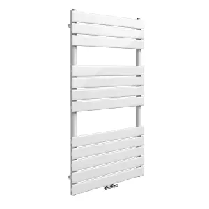 Nes Home 1200 x 600 mm Central Connection Designer Towel Radiator White Single Flat Tube