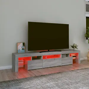 Berkfield TV Cabinet with LED Lights Grey Sonoma 200x36.5x40 cm