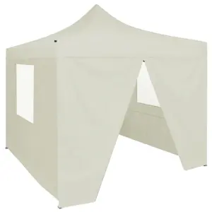 Berkfield Professional Folding Party Tent with 4 Sidewalls 2x2 m Steel Cream