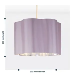 First Choice Lighting Blush Pink with Chrome Inner Scalloped Pendant Shade