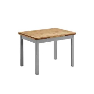 Southsea Extendable Pine Solid Wood Dining Table Grey/Leach-coloured / H74 x L77 x W104cm