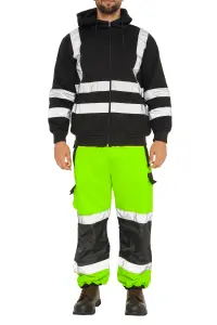 SSS Hi Viz Trouser High Visibility Mens Work Trouser Safety Fleece Worker Pants Reflective Fluorescent Joggers-Green-XL