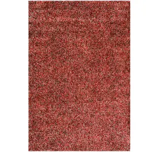 Super Soft Red Brown Mottled Shaggy Area Rug 160x230cm