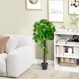 Costway Artificial Crabapple Tree Fake Plant in Pot Indoor Potted Floor Plant Decor