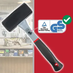 SPARES2GO Lump Club Sledge Hammer Heavy Duty Fibreglass Shaft Hardened Steel Head TPR Comfort Grip Handle (4lb / 2kg)