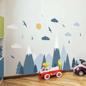 Walplus Colourful Mountains Landscape, Blue, Scandinavian Style, Children Wall Stickers Kids Sticker PVC Blue