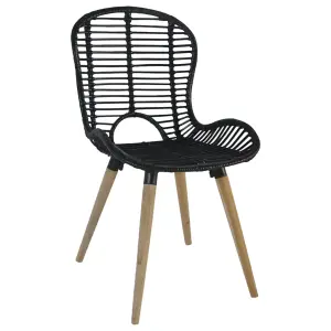 Berkfield Dining Chairs 6 pcs Black Natural Rattan