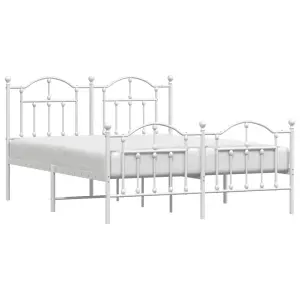 Berkfield Metal Bed Frame with Headboard and Footboard White 150x200 cm