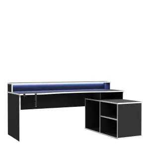 Loadout Black Storage Gaming Desk 3 Shelves with Colour Changing LED