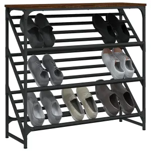 Shoe Rack Brown Oak 90x30x85 cm Engineered Wood