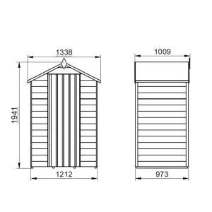 Forest Garden Overlap 4x3 ft Apex Wooden Pressure treated Shed with floor (Base included) - Assembly service included