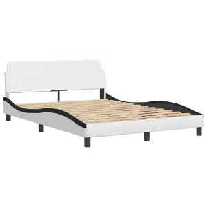 Berkfield Bed Frame without Mattress White and Black 140x200 cm Faux Leather