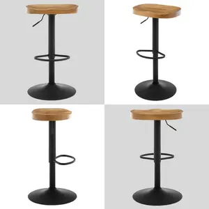 Persaeus Adjustable Height Counter Stool with Metal Frame (Set of 2) Dark wood look