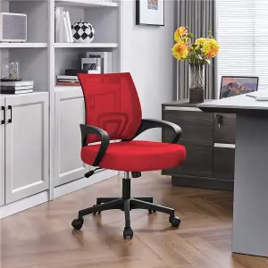 Yaheetech Ergonomic Mesh Office Chair with Lumbar Support - Red