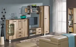 Romero R1 Hinged Wardrobe Right - Efficient Storage in Oak Canyon, H1925mm W800mm D580mm