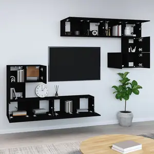 Berkfield Wall-mounted TV Cabinet Black Engineered Wood