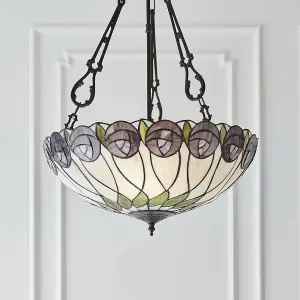 Tiffany Glass Hanging Ceiling Pendant Light Bronze Round Rose Lamp Shade i00123