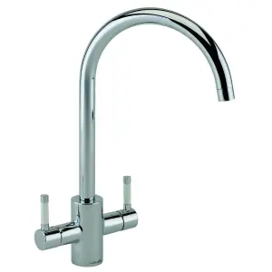 Reginox Genesis Chrome 360 Degree Dual Lever Kitchen Tap With White Handles