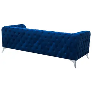 3 Seater Velvet Fabric Sofa Cobalt Blue SOTRA