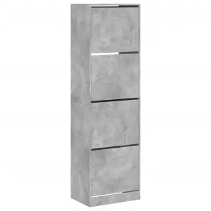 Berkfield Shoe Cabinet with 4 Flip-Drawers Concrete Grey 60x42x204 cm