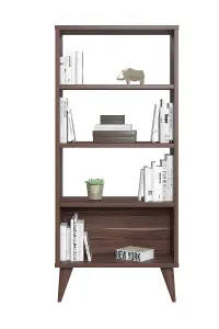 Soho Bookcase Free Standing Storage Shelf, 54 x 25 x 121 cm 4 Tier Display Shelves, Bookshelf, Open Cabinet, Walnut