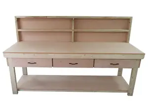 Wooden MDF top workbench, tool cabinet with drawers (V.1) (H-90cm, D-70cm, L-210cm) with back