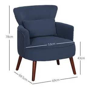 HOMCOM Armchair with Padded Seat and Backrest for Living Room, Blue