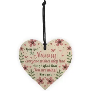 Red Ocean Nan Nanny Gifts Birthday Gifts For Nan Wooden Hanging Heart Sign Mothers Day Keepsake Gifts