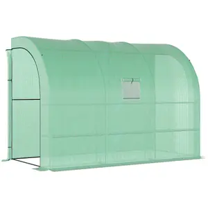 Outsunny Walk-In Tunnel Wall Greenhouse with Windows and Doors, 2 Tiers