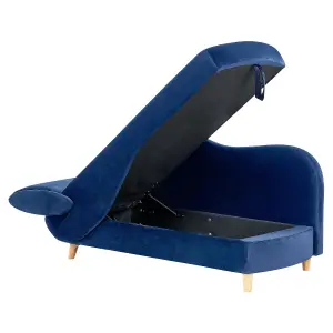 Left Hand Velvet Chaise Lounge with Storage Blue MERI II