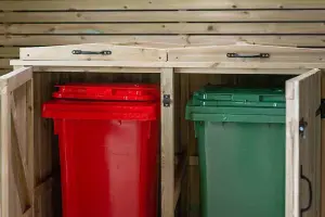 Wheelie Bin Store Double - L64 x W122.5 x H120 cm - Timber - Fits 2 x 140L Wheelie Bins