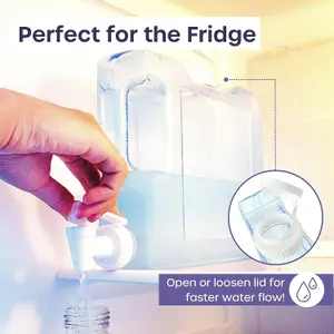 Fridge Water Dispenser - 2 Pack 3L Slim Reusable Dispenser with Tap for Water, Juice, Cold Drinks, Travel, Camping & Picnics