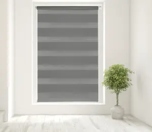 Caecus Blinds Day & Night Zebra Roller Blind DARK GREY 110cm  x 160cm