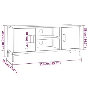 Berkfield TV Cabinet Black 110x35x48 cm Solid Pinewood